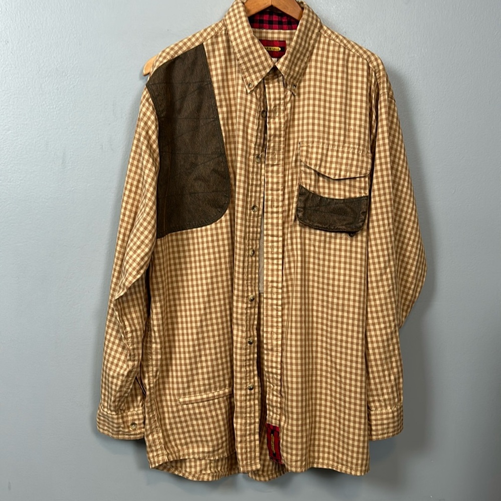 Braeval Shirt Mens Extra Large Tiera Gun Check  Cotton Long Sleeve Patch L